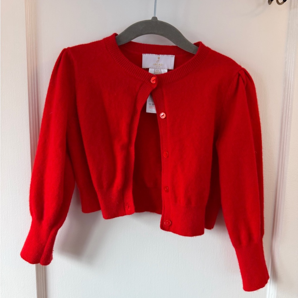 Jacadi Vibrant Red Wool Blend Button-Up Cardigan size 4A